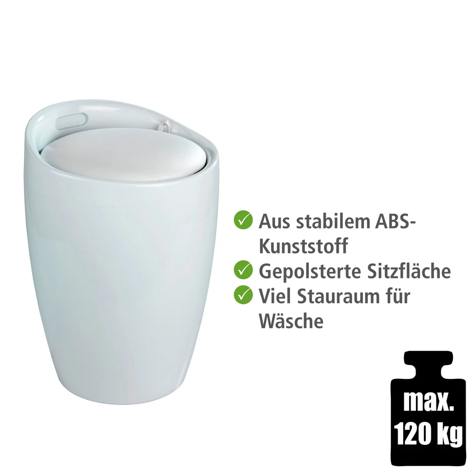 WENKO Badhocker CANARO Weiß 50x36 cm Wäschetruhe Aufbewahrung Box Stauraum  - Bild 4 von 4