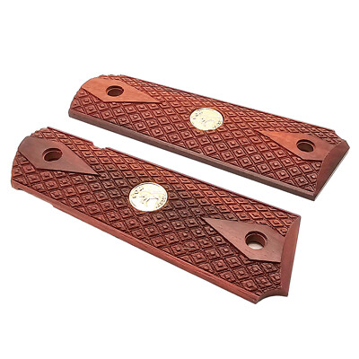 Full Size 1911 Solid Rosewood Grips - Spanish Diamond Design