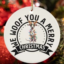 We Woof You A Merry Christmas Greyhound Dog Lover Ornament Gift Decor Hanging