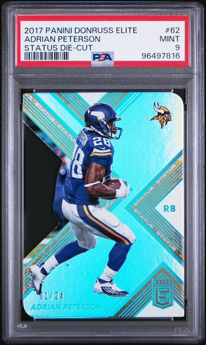 2017 Donruss Elite Status Die-Cut /24 Adrian Peterson #62 Psa 9 Pop 1