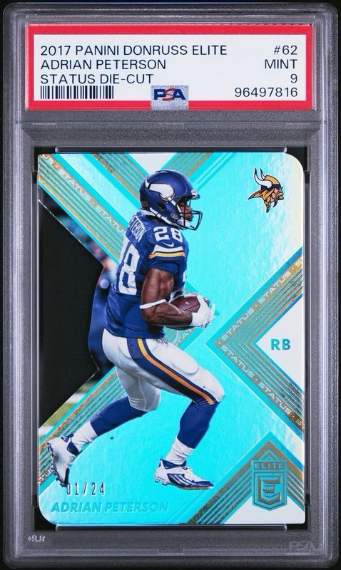2017 Donruss Elite Status Die-Cut /24 Adrian Peterson #62 Psa 9 Pop 1