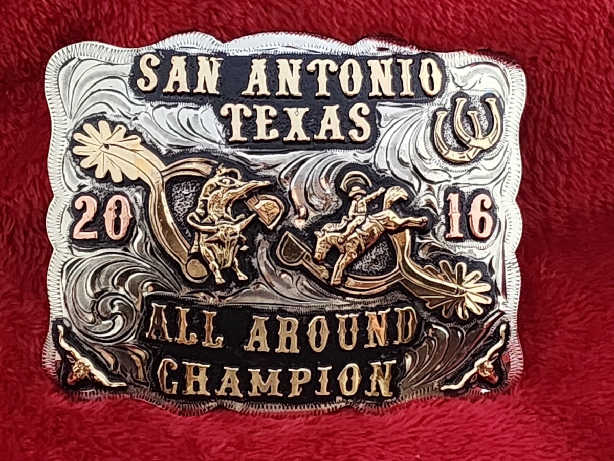 ALL AROUND CHAMPION RODEO TROPHY BUCKLE PRO☆SAN ANTONIO TEXAS