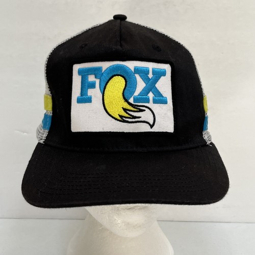 Fox Racing Hat Cap Mesh Snapback Black White Two Striped Adjustable Mens - Picture 2 of 8
