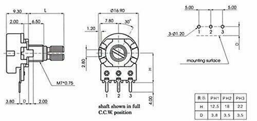 WH148 Potentiometer Kit B1K 2K 5K 10K 20K 50K 100K 250K 500K 1M 15mm Box + Cap - Picture 2 of 8