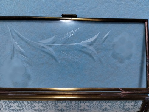 2 Glass Caskets Display Trinket Jewelry Case Box 1 Floral Etched - Picture 4 of 18