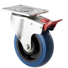 QTY 2 Trolly Wheel 150mm Rubber Swivel Plate & Brake 400kg Load OBQ150/OZPTB