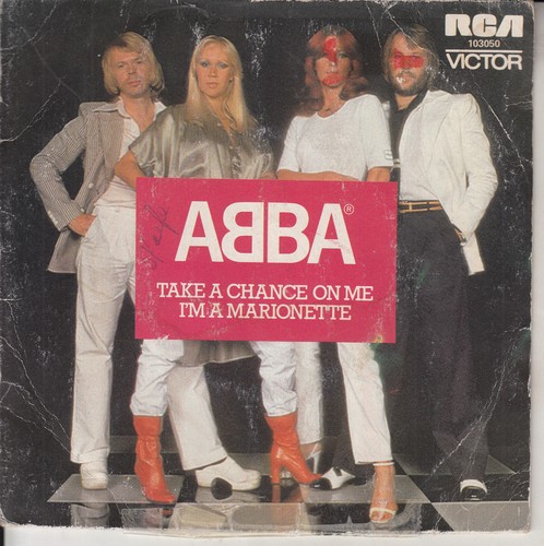 ABBA Take A Chance On Me PICTURE SLEEVE 7" 45 rpm vinyl record + juke box strip - Picture 2 of 4