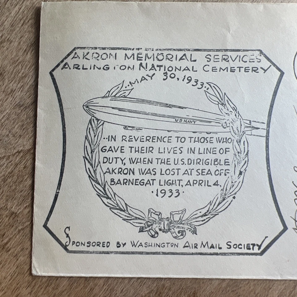 1933 USS Akron memorial Cover 3 Signatures - Image 2 of 4