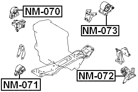 NM-073 Febest REAR ENGINE MOUNT (HYDRO) 11320-8H800, 11320-8H300, 11320-8H805 - Picture 2 of 4