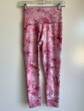 EVOLUTION And CREATION Pink Floral Print Crop Leggings Size Small EUC