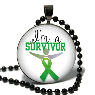 Green Ribbon Traumatic Brain Injury Survivor TBI Glass Top Pendant Necklace Gift