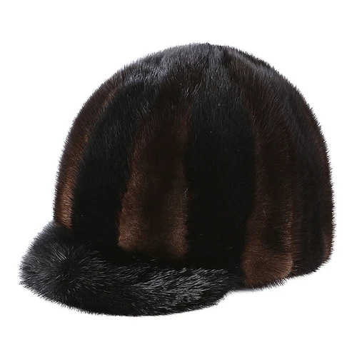 Gorra de béisbol cálida de invierno gruesa de piel de visón real para hombre moda al aire libre - Imagen 7 de 12