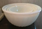 White Set of 4 VTG Fire King Mixing Nesting Bowls White Milk Glass Swirl