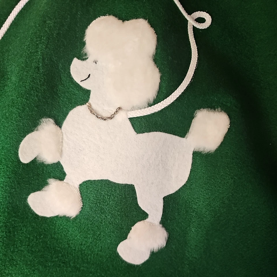 Falda Caniche Francés Verde De Colección Blanco Perro Novedad Fieltro Tela Círculo Pequeña Foto 2 de 4