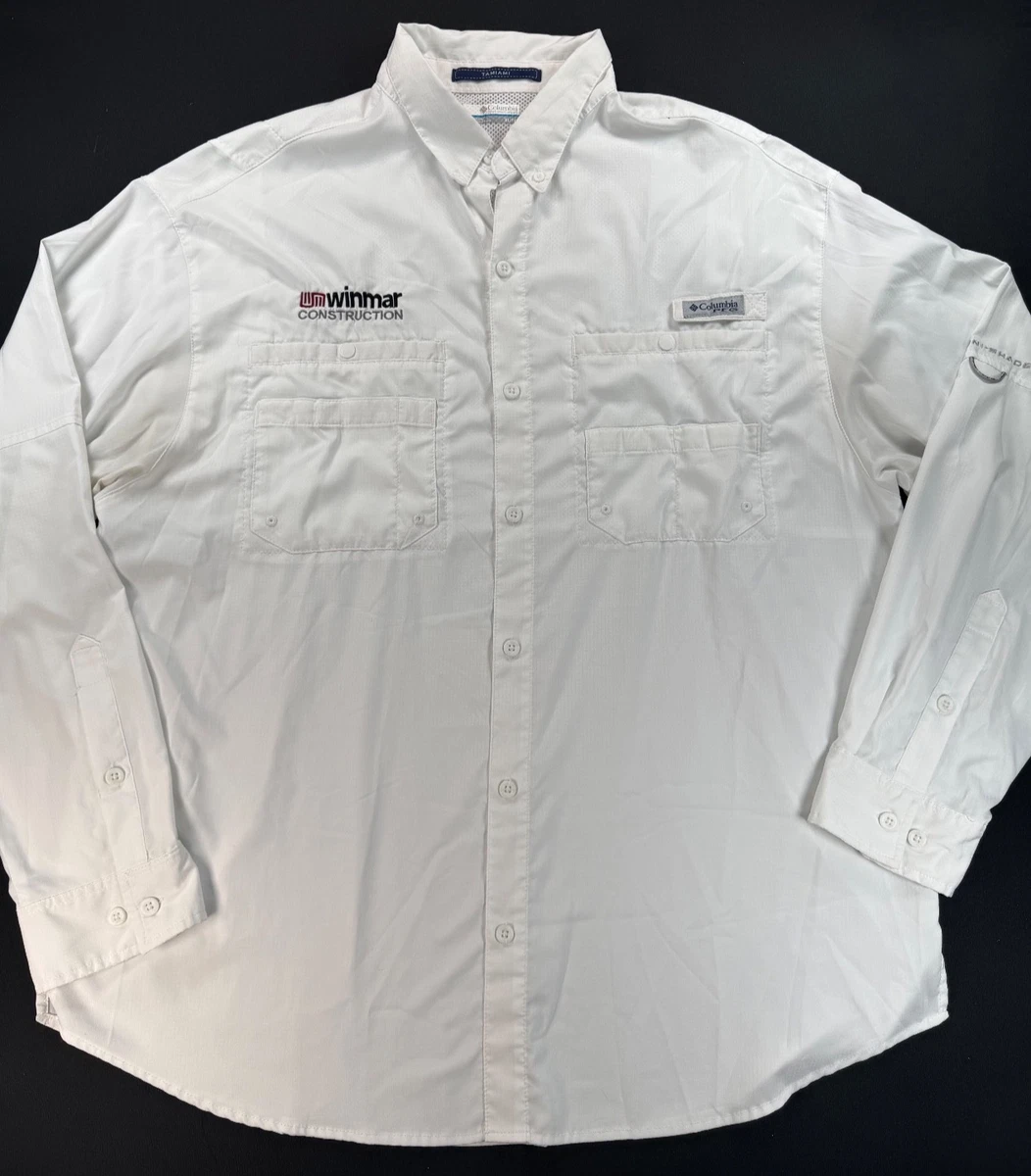Chemise Columbia PFG Pêche – Homme XXL – Blanche – Omni-Shade UV – Occasion