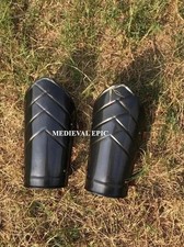 Medieval Blackened Arm Guard Pair of Bracers LARP Steel Armor Fantasy Warrior