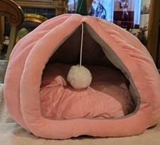 Flower Shape Pets Bed Tent for Cat Puppy Dog with Removable Cushion 18in PINK