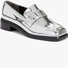rag & bone Maxwell Loafer – Metallic Silver, Size 37.5 (New)