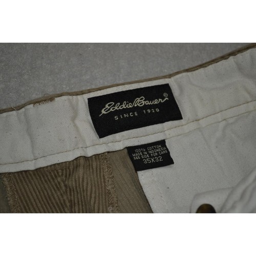 Eddie Bauer Pants Mens Size 35 X 31 Corduroys Tan Cotton Pleated - Picture 6 of 7