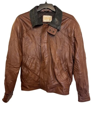 Vintage Overland Outfitters Leather Jacket Mens Large Brown/Black Thermolite Ins - product listing photo