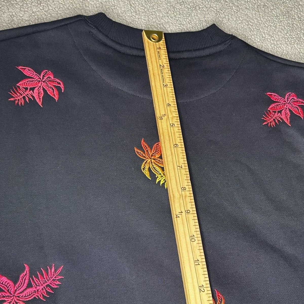 Scotch & Soda Sweatshirt Mens Small Navy Tropical Palm Embroidered