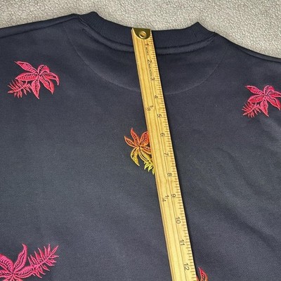 Scotch & Soda Sweatshirt Mens Small Navy Tropical Palm Embroidered