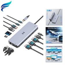 USB C Docking Station 4 Monitors,13 in 1 Laptop Docking Station 3 Monitors wi...