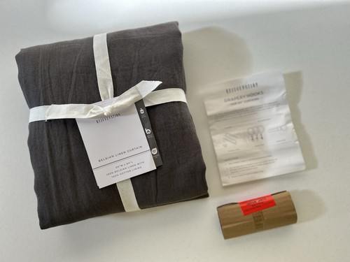Rejuvenation Belgian Linen Cotton Lined Curtain (1) Charcoal 50”x84” NWOT OB - Picture 2 of 9