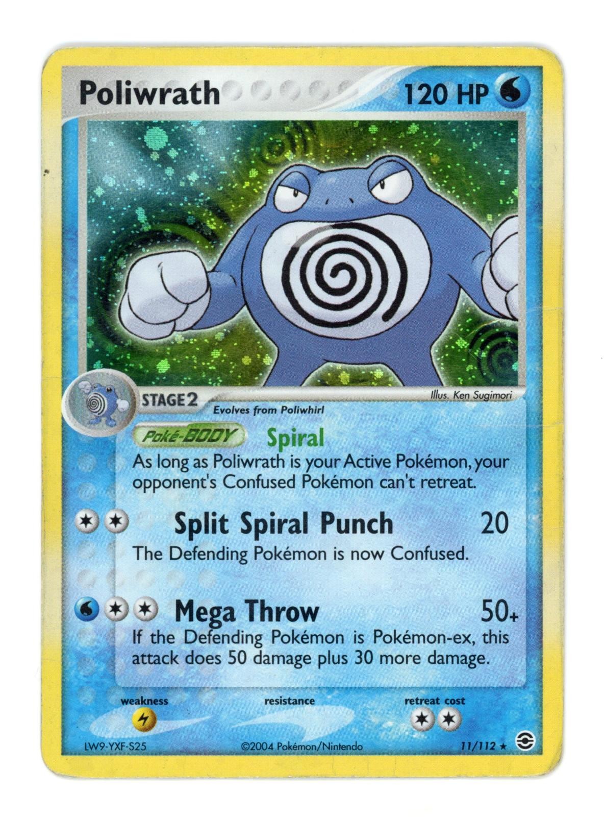 Poliwrath 11/112 Holo Rare FireRed & LeafGreen Pokemon Damaged