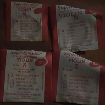 Super-Sensitive Violin Stainless Steel Strings 1/16 Red Label SS 211/212