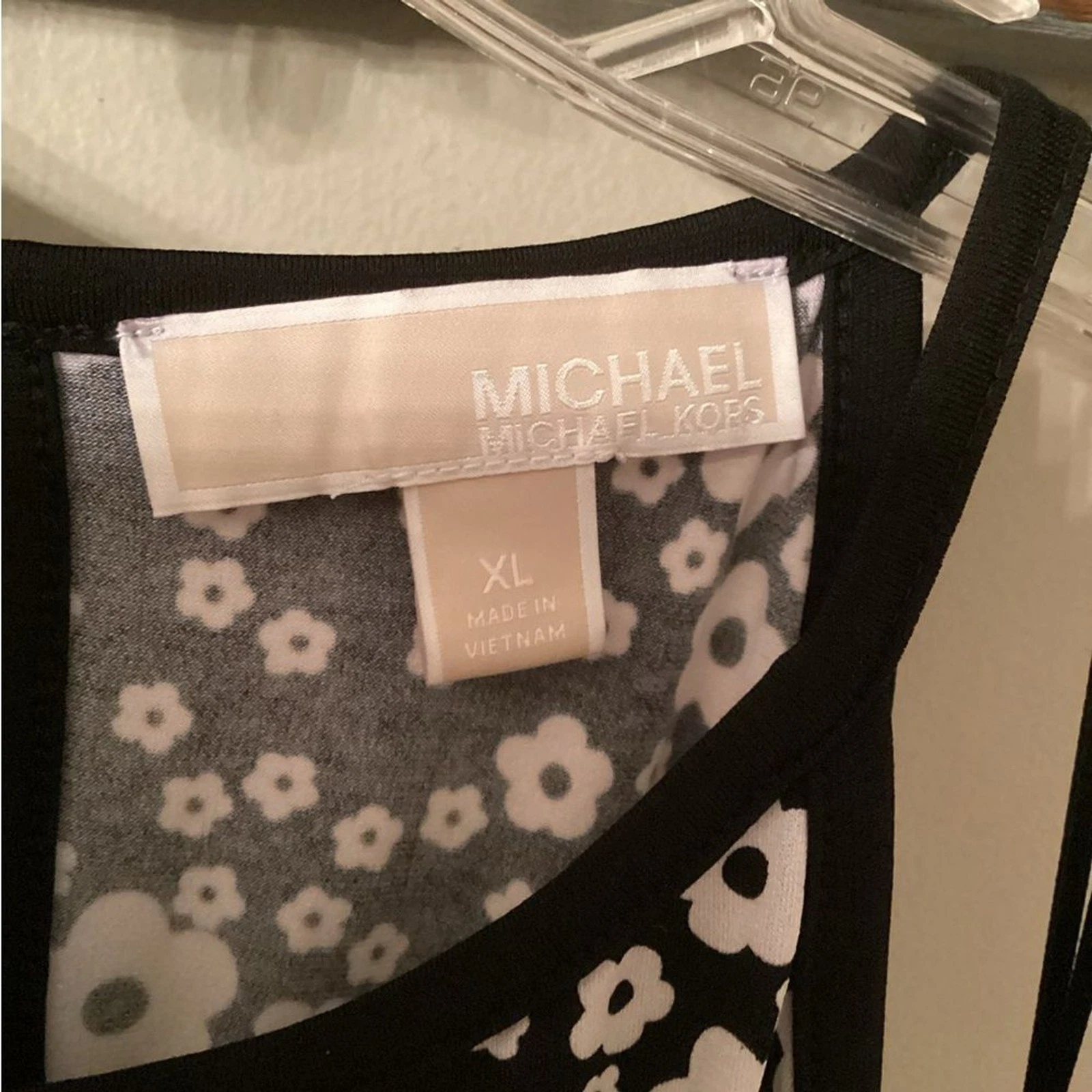 MAXI ABITO MICHAEL KORS TAGLIA XL NERO STAMPA FLOREALE BUCO DELLA SERRATURA