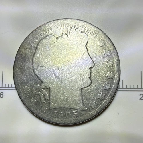 1905 Barber Half Dollar Circulated Silver US Coin 50C .900 Silver