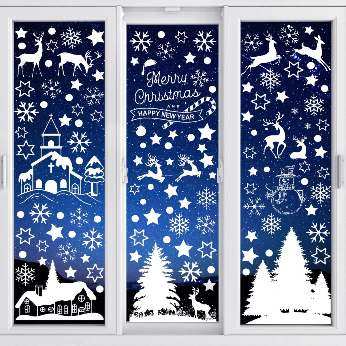 Decorazioni Natalizie Per Finestre In PVC - Set 5 Pezzi 30x20 Cm, Stile Classico, Riutilizzabili E Facili Da Applicare