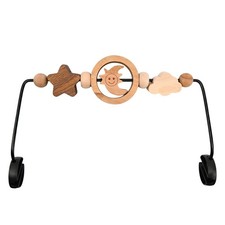 Natural Wooden Activity Bar for Baby Bjorn Bouncer, 360  Rotating Smiling Moo...