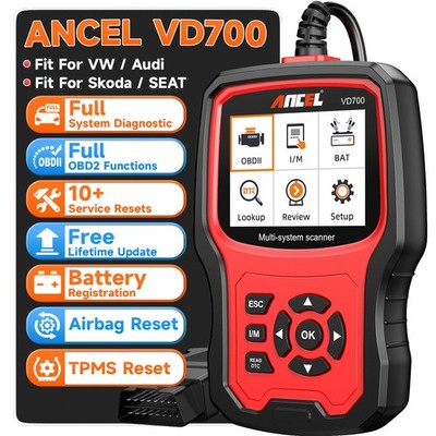 Ancel VD700-US VD500-US All System Car Diagnostic ABS SRS DPF Oil OBD2 Scanner