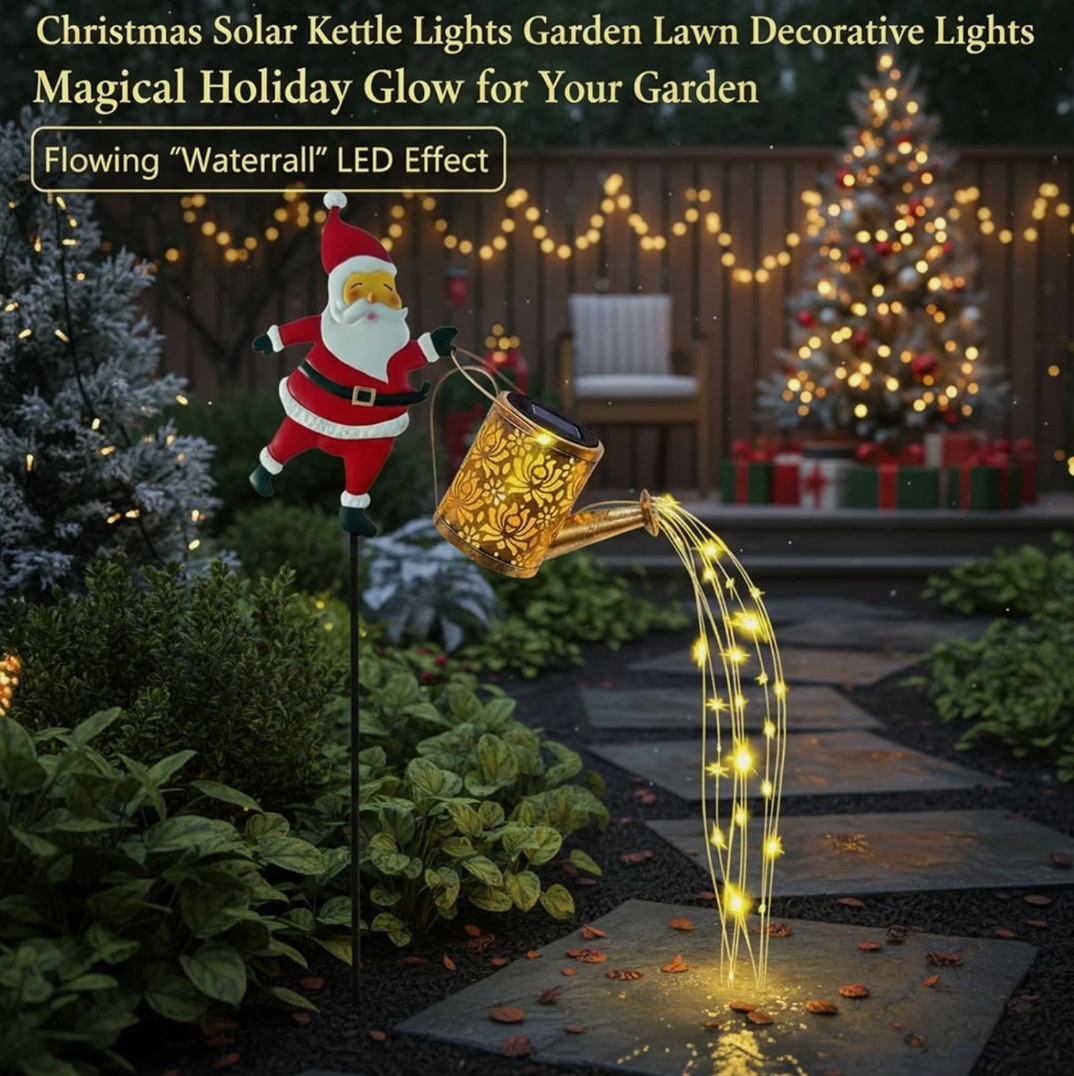 Solar Watering Can Fairy Lights Outdoor Garden Decor Christmas