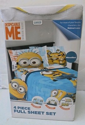Despicable Me 4 Piece Full Sheet Set Microfiber Minions Testing 1234 New In Pack