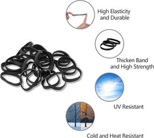 70 Pcs Tactical Rubber Bands 5 Sizes, Black Elastic Wide Thick UV Heat Cold R...