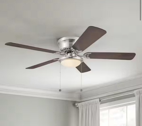 Hampton Bay 44 in Indoor Hugger 5-Blade LED Ceiling Fan w/ Light, Pull Chain