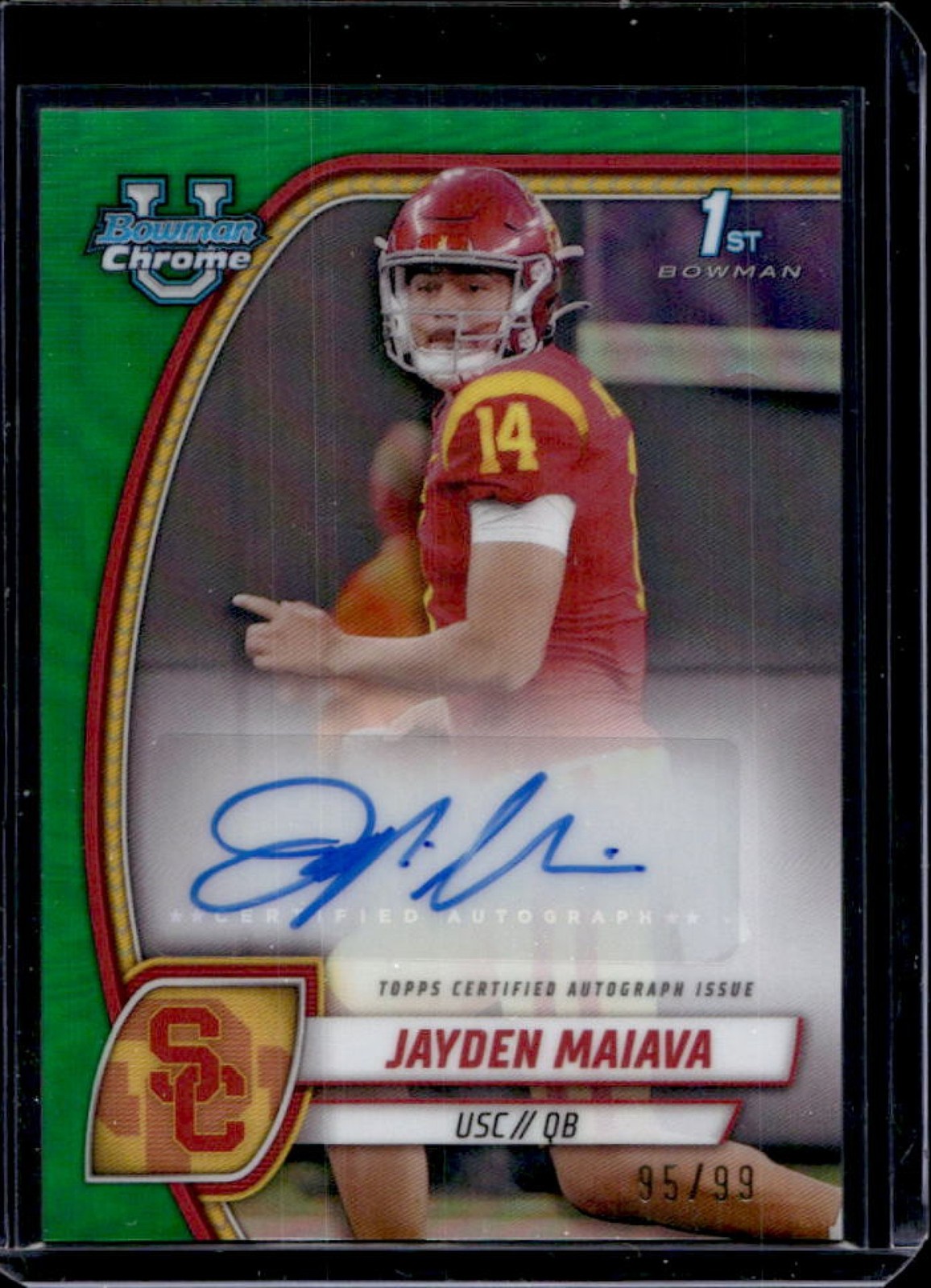 2024 Bowman Chrome U Jayden Maiava Prospect Auto Green Refractor #95/99
