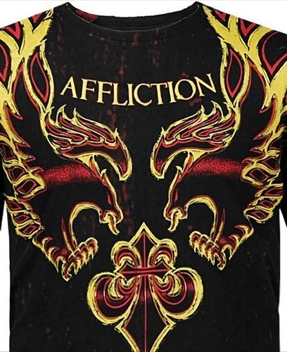 Affliction T-Shirt "MIKE V" 2XL NWT Black Burgundy Vintage