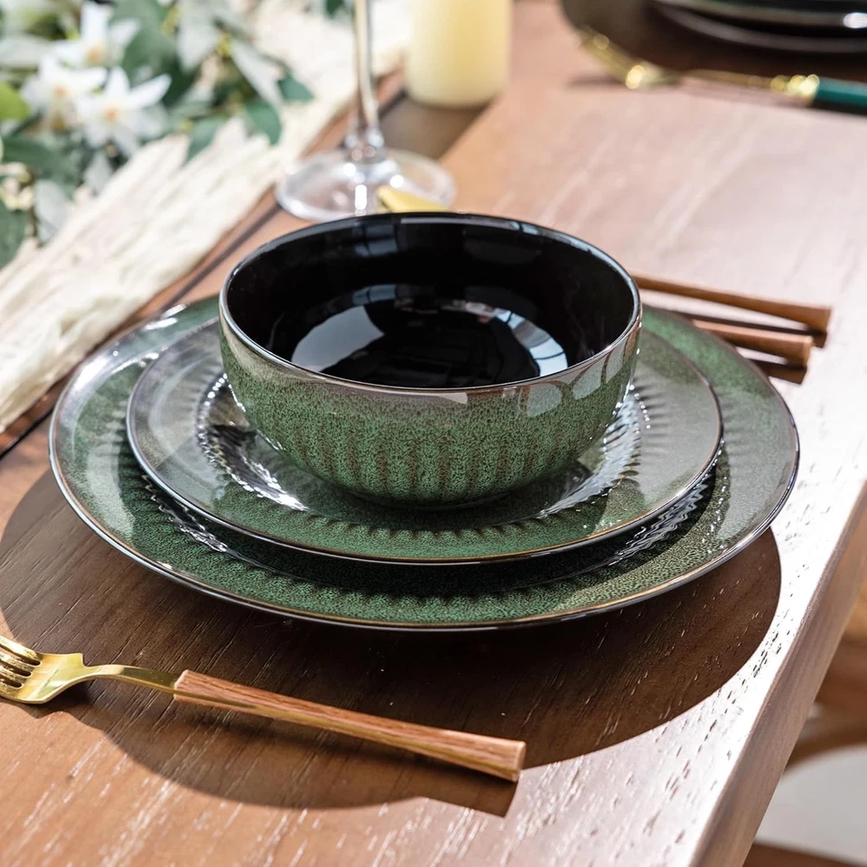 Leratio 18-teiliges Steinzeug Geschirrset für 6 Pers. Jade Grün - Bild 4 von 4