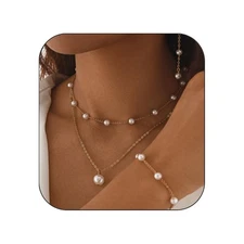 Gold Pearl Necklace and Earring Set for Women Elegant Bridesmaid Jewelry Set ...