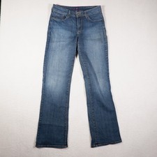 NYDJ Women's Blue Jeans Straight Sz 8 Medium wash Fade Mid Rise