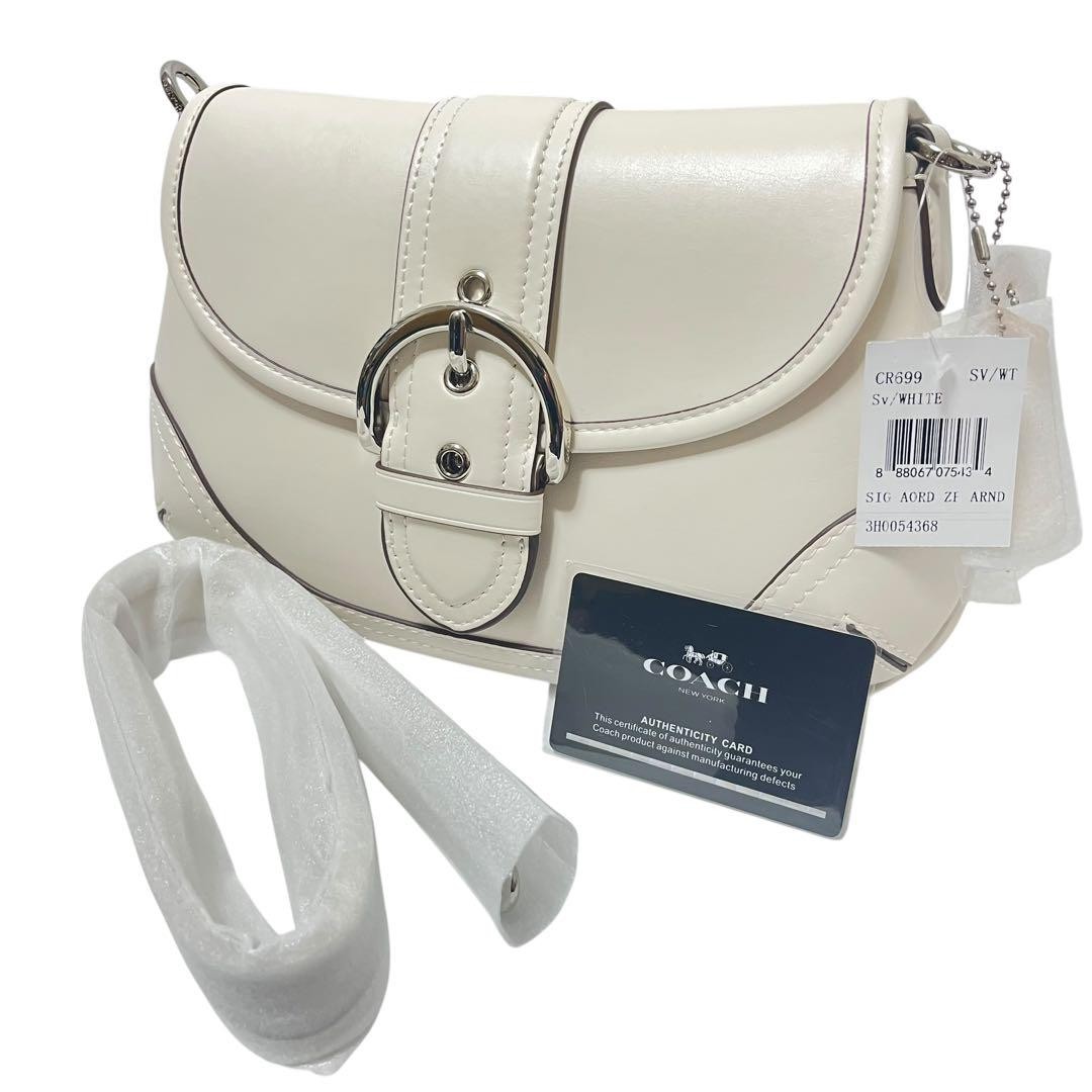✨良品✨【COACH】SOHO ソーホー　ハンドバッグ　ホワイト　オールレザー Coach Soho Shoulder Bag Handbag Regenerative Leather Outlet
