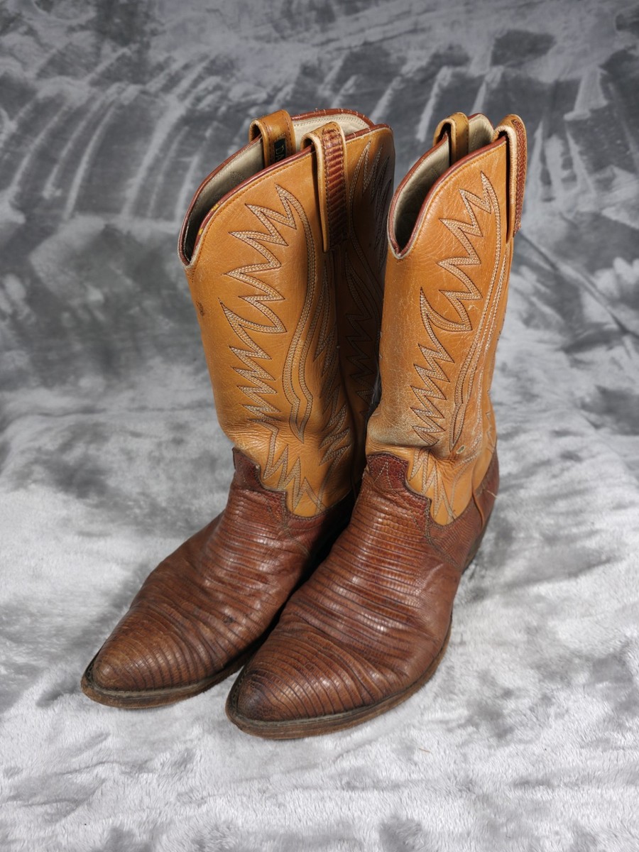 Vintage Dan Post Two Tone Western Boots Snakeskin Toe Cap Men’s 12 D Men main image 3