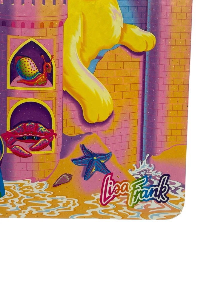 "Carpeta Lisa Frank Puppy Sandcastle 1,1/2"" años 90 de colección tres perros amarillos dorados" Foto 4 de 4