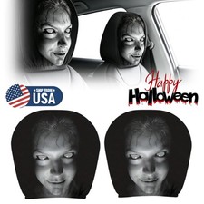 2/4  Halloween Headrest Cover Prank Horror Creepy Car Decor Scary Seat Protector