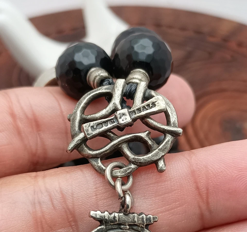 Love Heals Black Agate Beaded Necklace. 16" Minus Toggle. Signed - Image 2 of 4