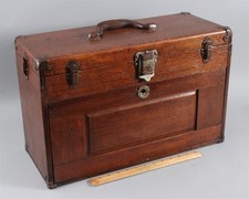 Antique Linton Union Steel Chest Oak Portable Machinist Tools 7 Drawer Toolbox